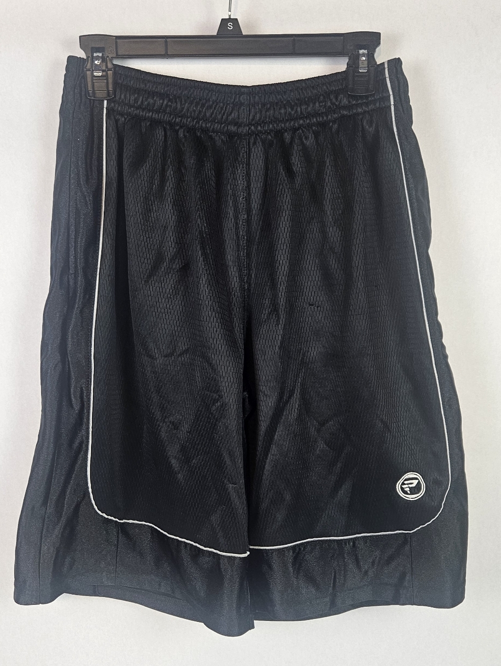 Men's Medium Black Athletic Mesh Shorts with Contrast Piping